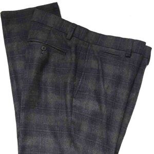 Banana Republic Aiden Dress Pants Gray Plaid Nova Fides Wool Blend Slim 33 X 30